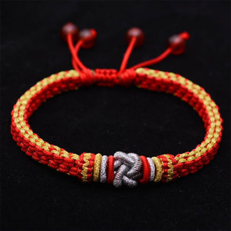 Braccialetto fatto a mano con nodo d'amore vero e colorato in Buddha Stones, fortuna