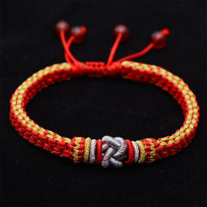 Braccialetto fatto a mano con nodo d'amore vero e colorato in Buddha Stones, fortuna