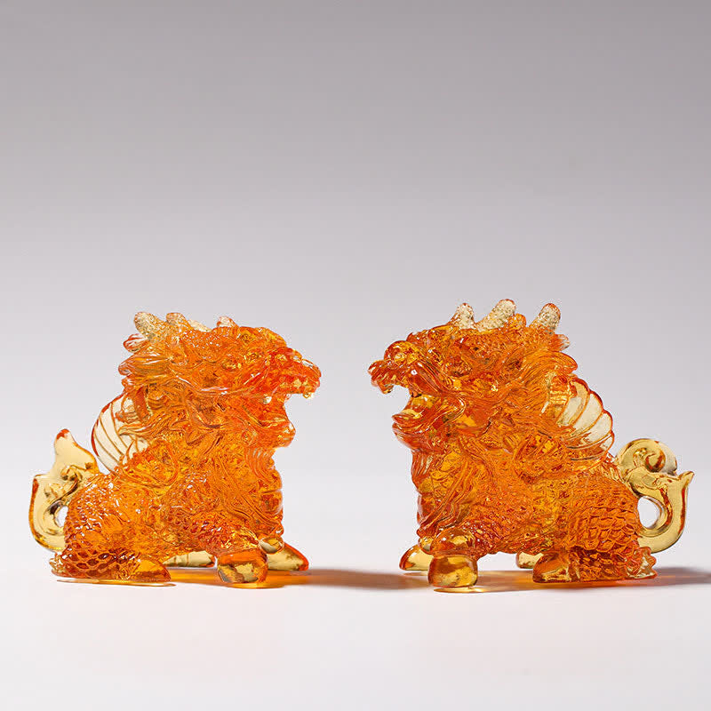 Buddha Stones Feng Shui Kirin Fatto a mano Liuli Cristallo Arte Pezzo Decorazione Casa Ufficio