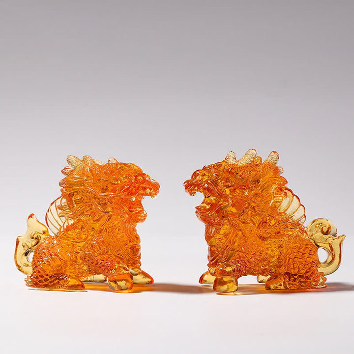 Buddha Stones Feng Shui Kirin Fatto a mano Liuli Cristallo Arte Pezzo Decorazione Casa Ufficio
