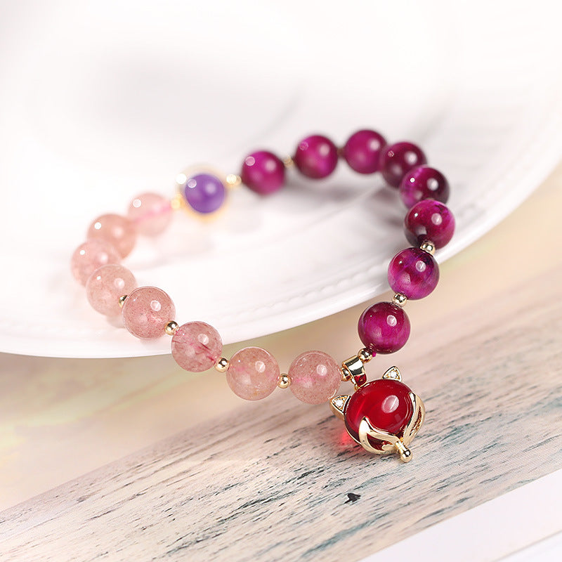 Braccialetto Buddha Stones Natural Strawberry Quartz Pixiu Love