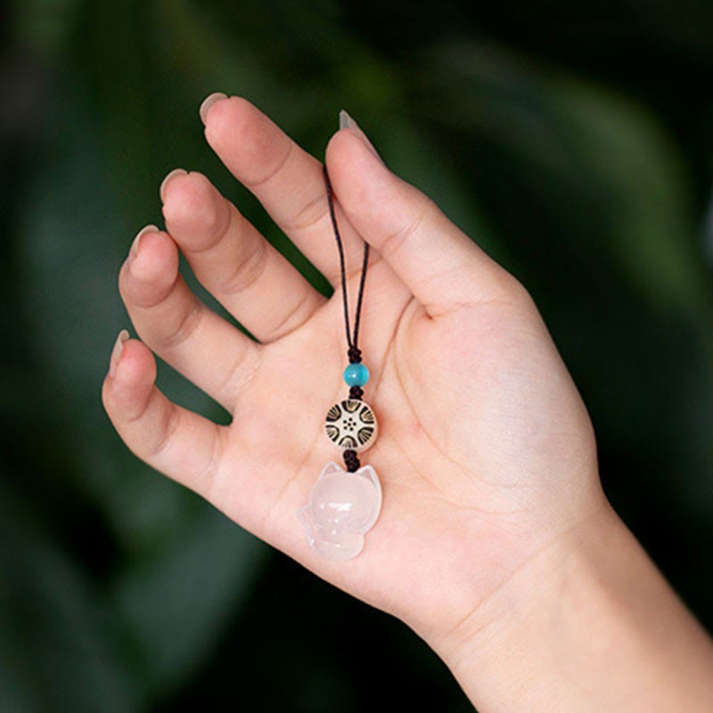 Decorazione da appendere al telefono in calcedonio naturale Fox Harmony