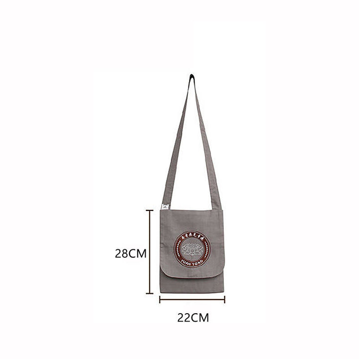 Borsa a tracolla in cotone con ricamo Lotus Spiritual Mind Practice