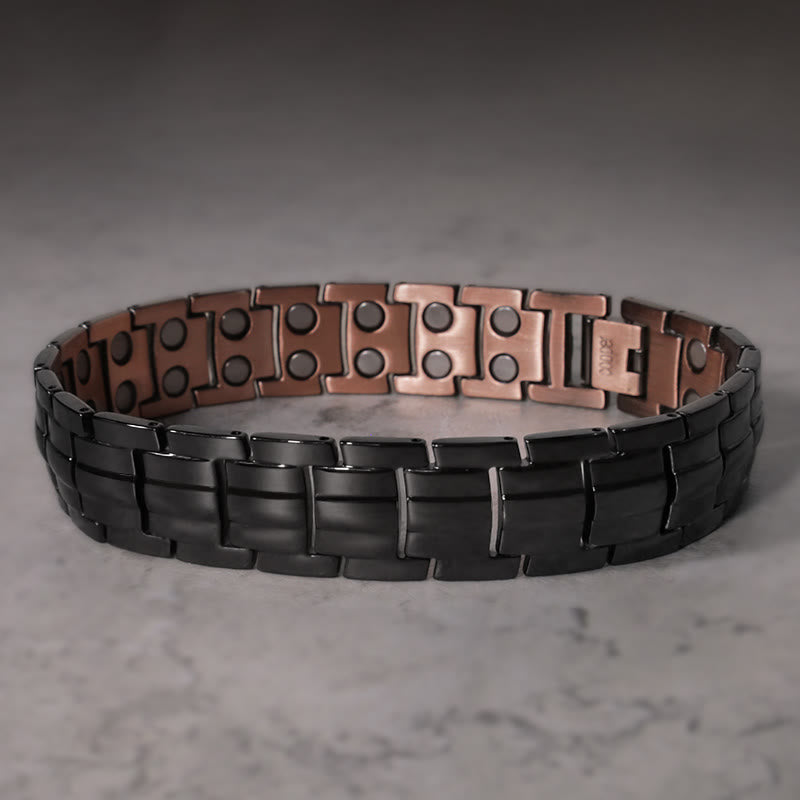Bracciale rigido magnetico vintage in rame massiccio