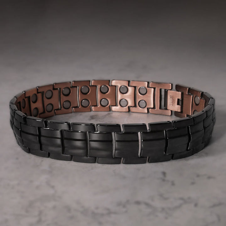 Bracciale rigido magnetico vintage in rame massiccio