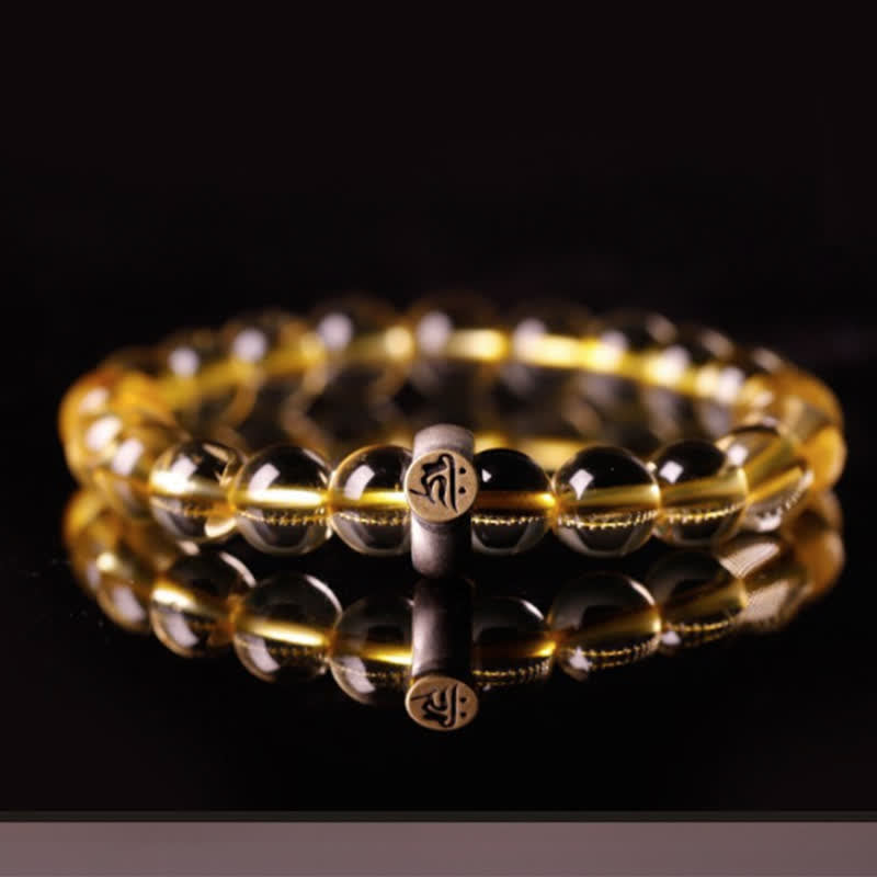 Braccialetto di protezione in argento sterling 925 con zodiaco cinese e Buddha natale in citrino