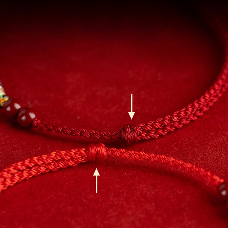 Buddha Stones 925 Sterling Silver Koi Fish Cinnabar Bead Wealth Braccialetto intrecciato artigianale Cavigliera - image 16