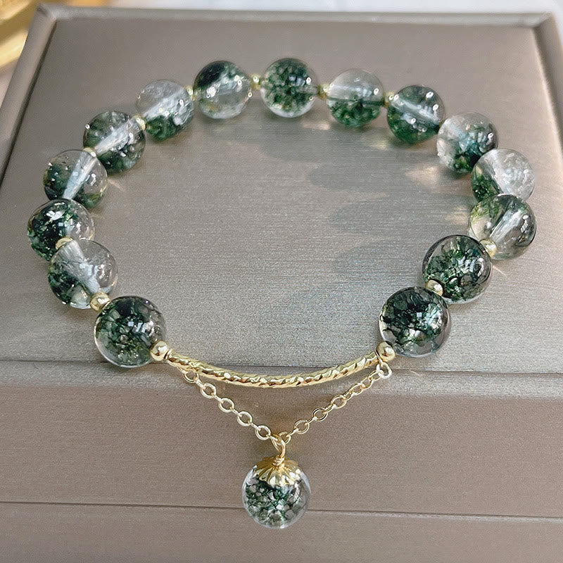 Braccialetto con ciondolo Buddha Stones Green Phantom Crystal Confidence