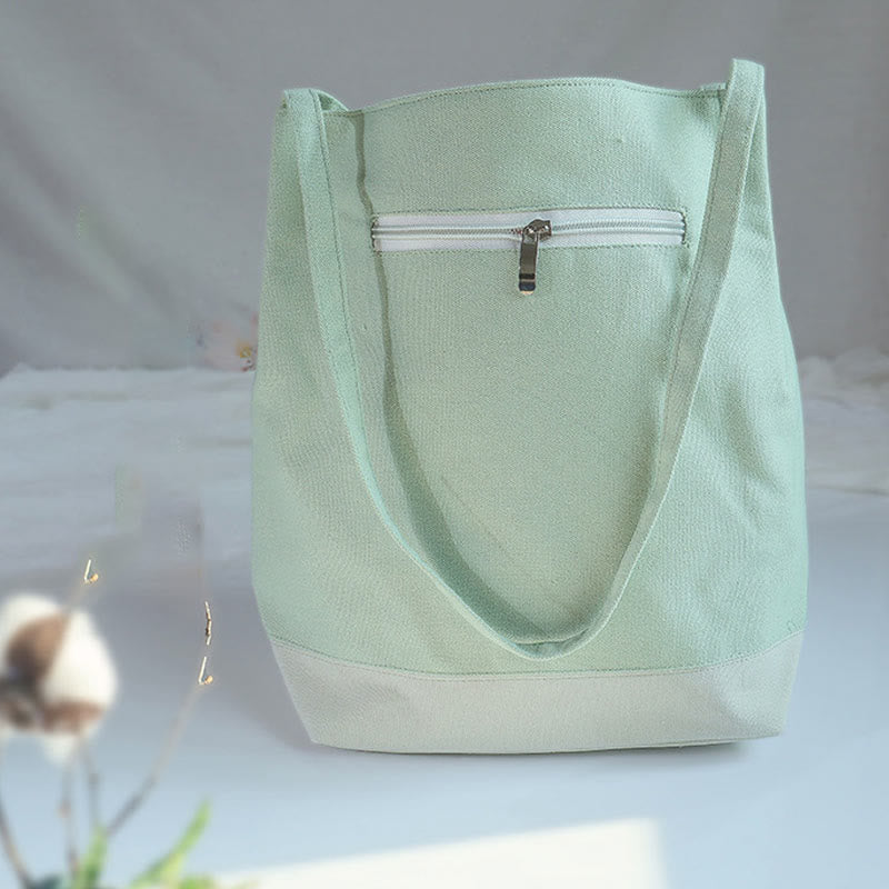 Buddha Stones Flower Crane Plum Blossom Ricamo Tela Grande Capacità Borsa a Tracolla Tote Bag
