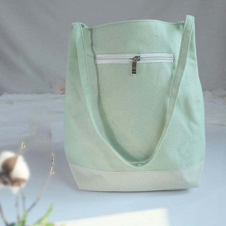 Buddha Stones Flower Crane Plum Blossom Ricamo Tela Grande Capacità Borsa a Tracolla Tote Bag