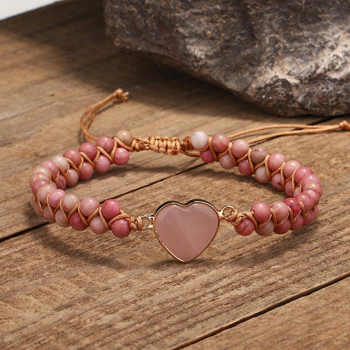 Braccialetto naturale di guarigione del cuore dell'amore in rodonite