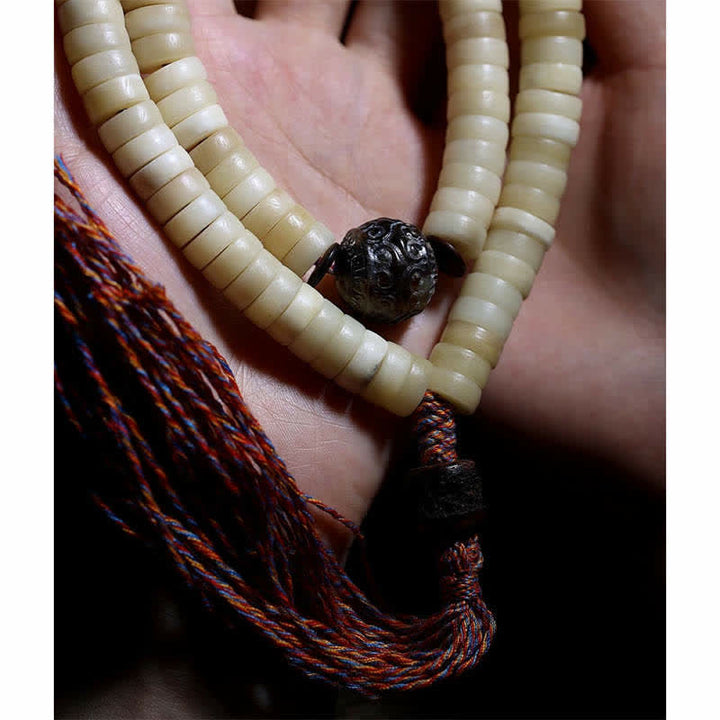 Bracciale Mala tibetano con 108 perle di Mala di Yak Bone Balance Strength