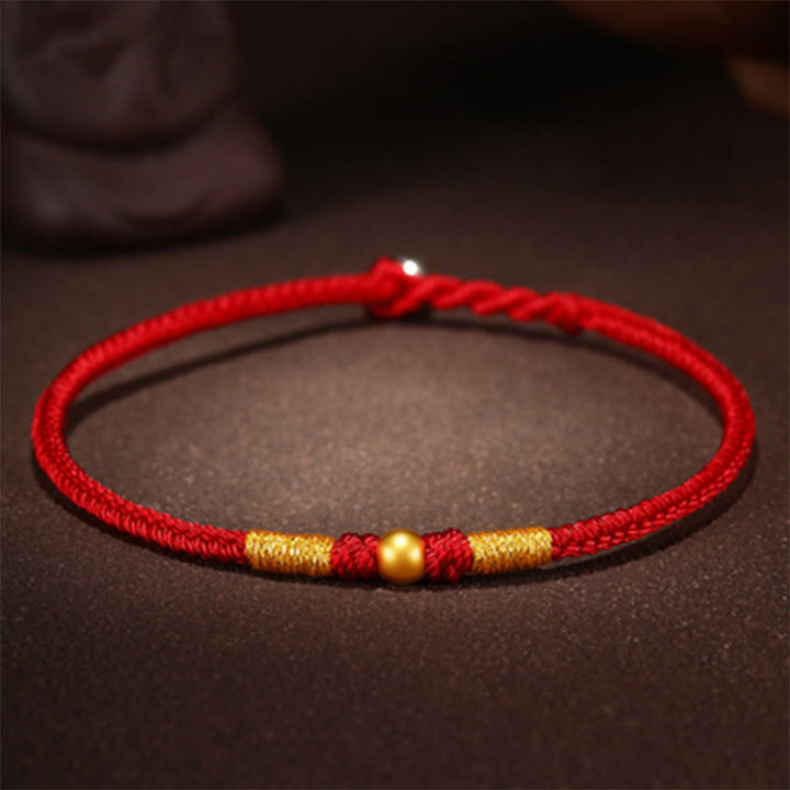 Braccialetto di protezione intrecciato fatto a mano con nodo King Kong, perline d'oro 999 Buddha Stones