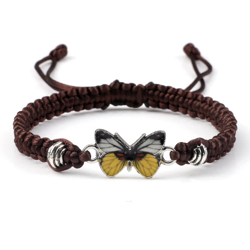 Braccialetto con ciondolo a forma di corda con farfalla Buddha Stones, libertà e amore