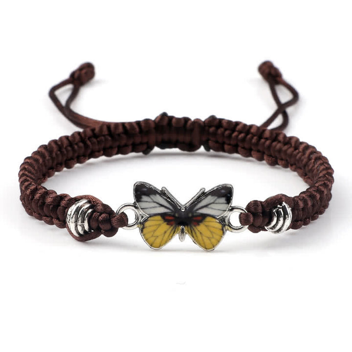 Braccialetto con ciondolo a forma di corda con farfalla Buddha Stones, libertà e amore
