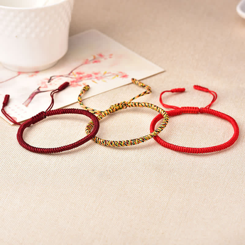 Buddha Stones Tibetano Fortunato 3 Combinazioni Set Braccialetto di Corda Rossa