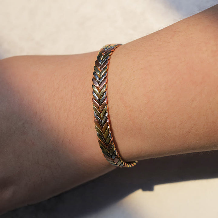 Bracciale rigido regolabile in rame magnetico vintage Buddha Stones