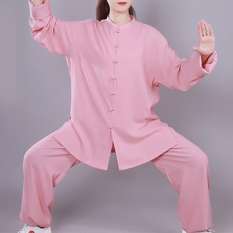 Set di abbigliamento unisex in cotone e lino , Buddha Stones, Tai Chi, Qigong, meditazione, preghiera, pratica spirituale Zen - Rosa - Manica lunga - US14, UK/AU18, EU46 (3XL)  - image 11