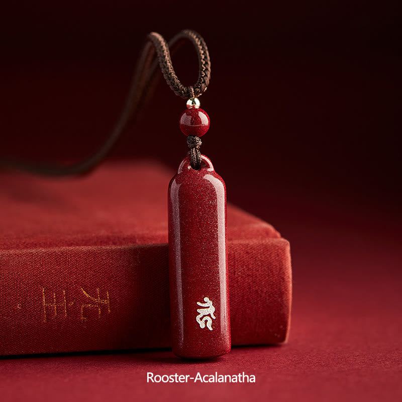 Collana con ciondolo con corda di protezione dell'amuleto del cinabro del Buddha dello zodiaco cinese - Marrone - Gallo-Acalanatha - image 16