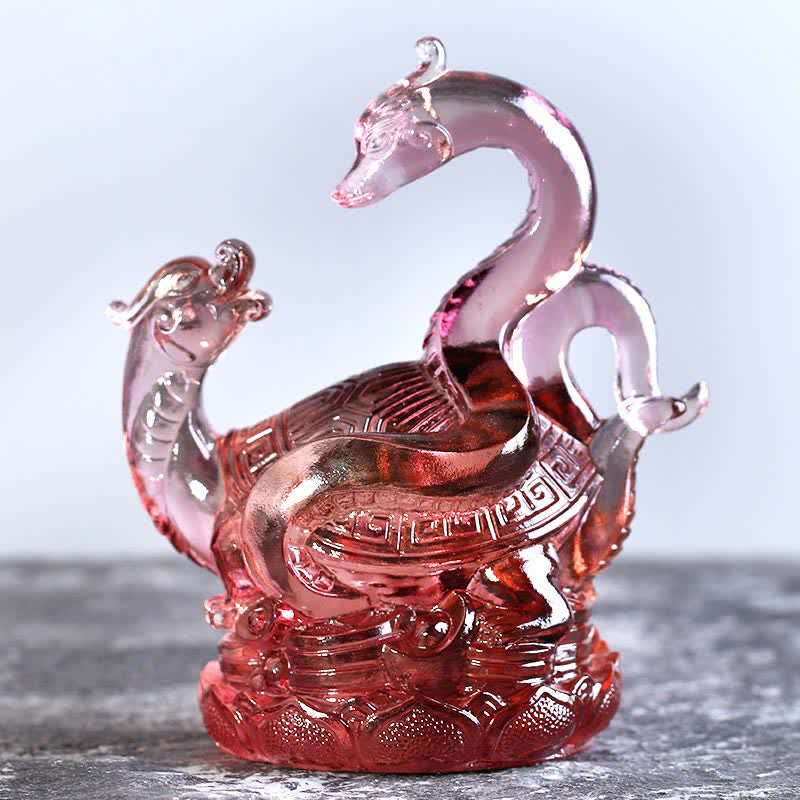 Buddha Stones Feng Shui Quattro Simboli Drago Azzurro Fatto a Mano Cristallo Liuli Pezzo d'Arte Decorazione per la Casa e l'Ufficio - Tartaruga nera - image 13