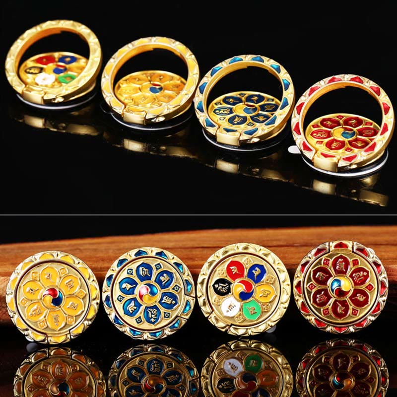 Supporto per anello per telefono con simbolo della pace tibetano Om Mani Padme Hum, decorazioni universali per telefono