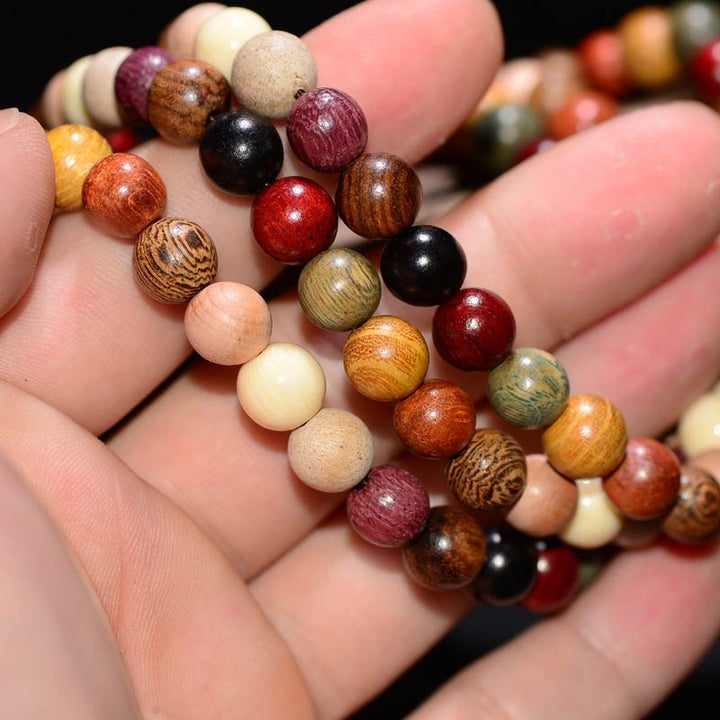 Buddha Stones 108 Perle Wenge Legno Mala Benedizione Meditazione Bracciale - image 2
