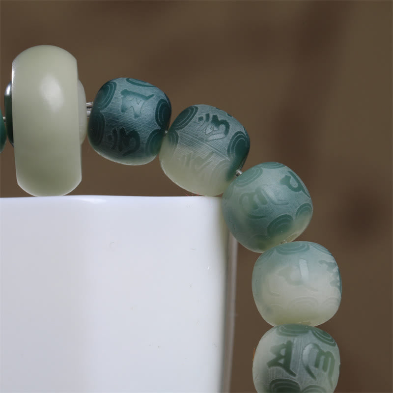 Braccialetto Buddha Stones Bodhi Seed Om Mani Padme Hum inciso per tenere lontani gli spiriti maligni