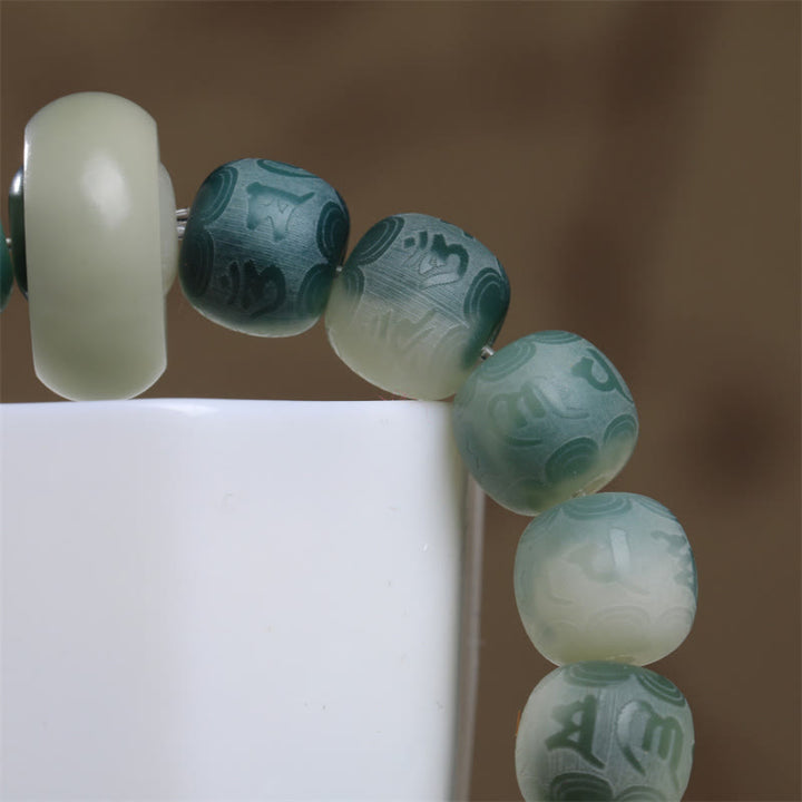 Braccialetto Buddha Stones Bodhi Seed Om Mani Padme Hum inciso per tenere lontani gli spiriti maligni