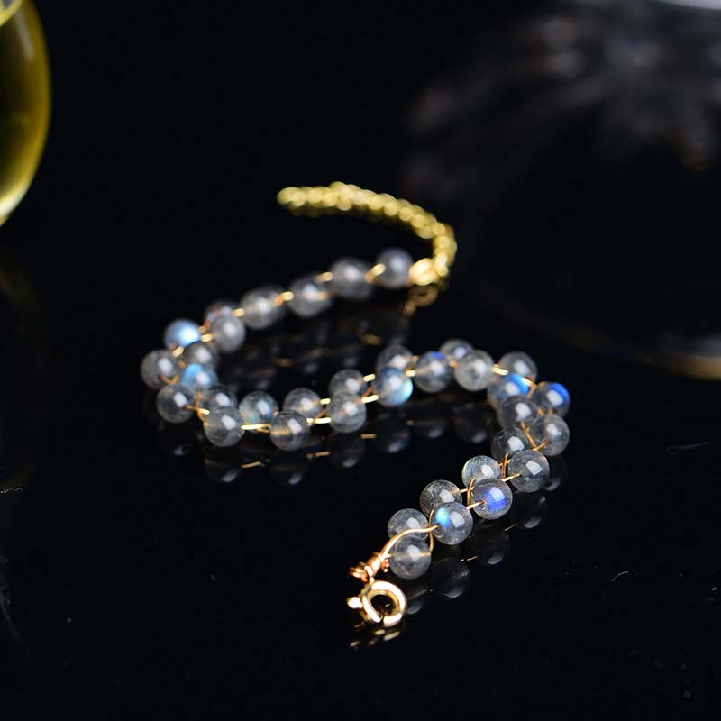 Braccialetto di benedizione dell'amore con pietra di luna naturale Buddha Stones
