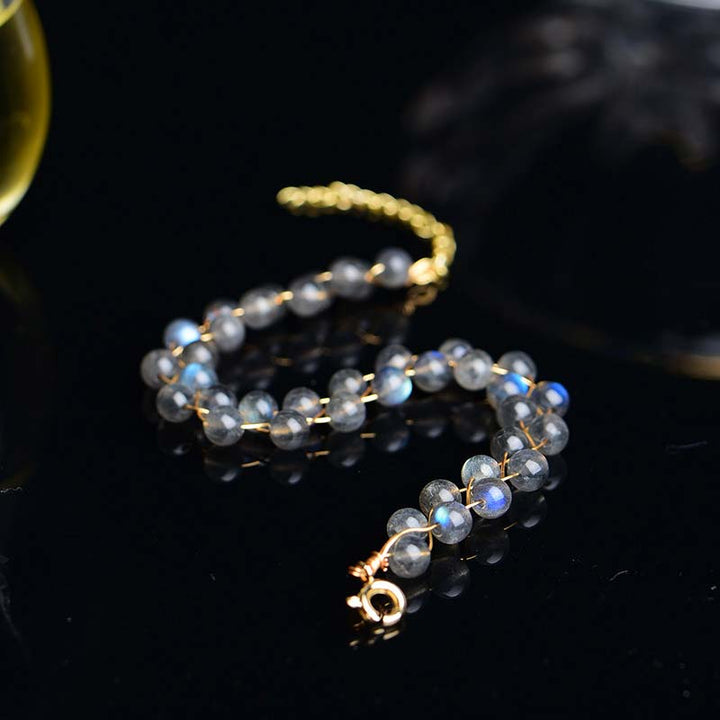 Braccialetto di benedizione dell'amore con pietra di luna naturale Buddha Stones