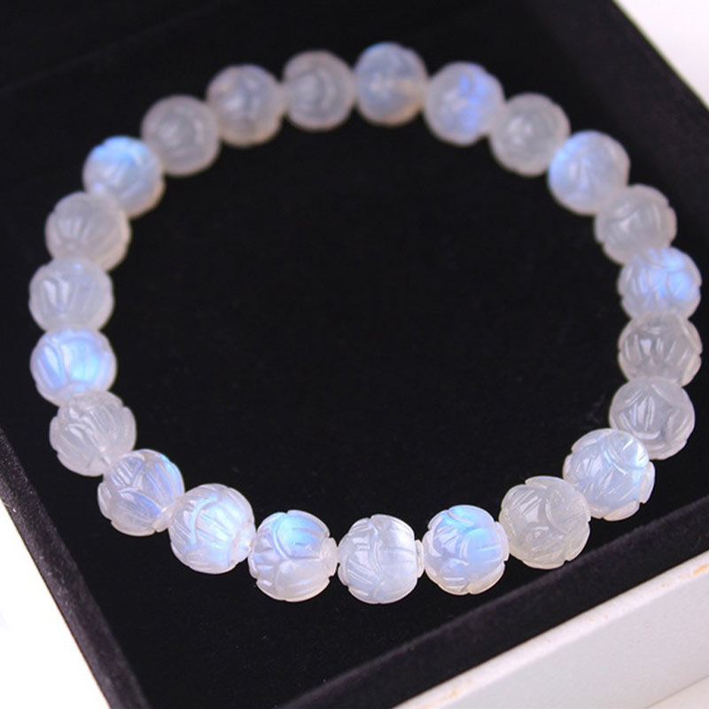 Bracciale Buddha Stones Natural Moonstone Lotus Love - 9 millimetri - image 0