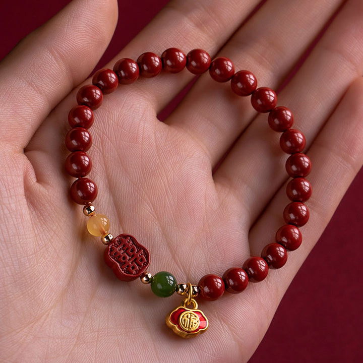 Braccialetto Buddha Stones Cinnabar Happiness Calm