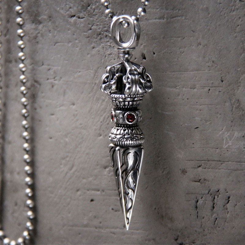 Collana con ciondolo di potere spirituale Vajra in argento sterling 925 Buddha Stones