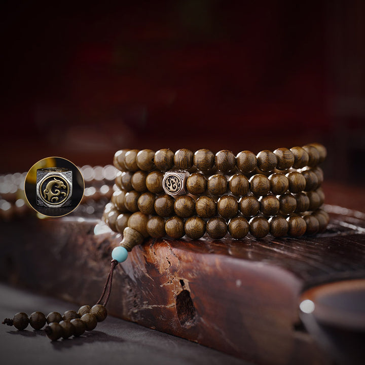 Buddha Stones 108 Mala Beads 999 Oro Brunei Agarwood Cuore Sutra Ambra Agata Rossa Forza Bracciale Meditazione