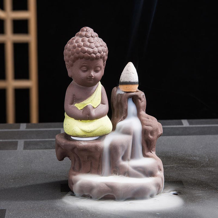 Buddha Stones Backflow Fumo Fontana Ceramica Benedizione Bruciatore Incenso Decorazione