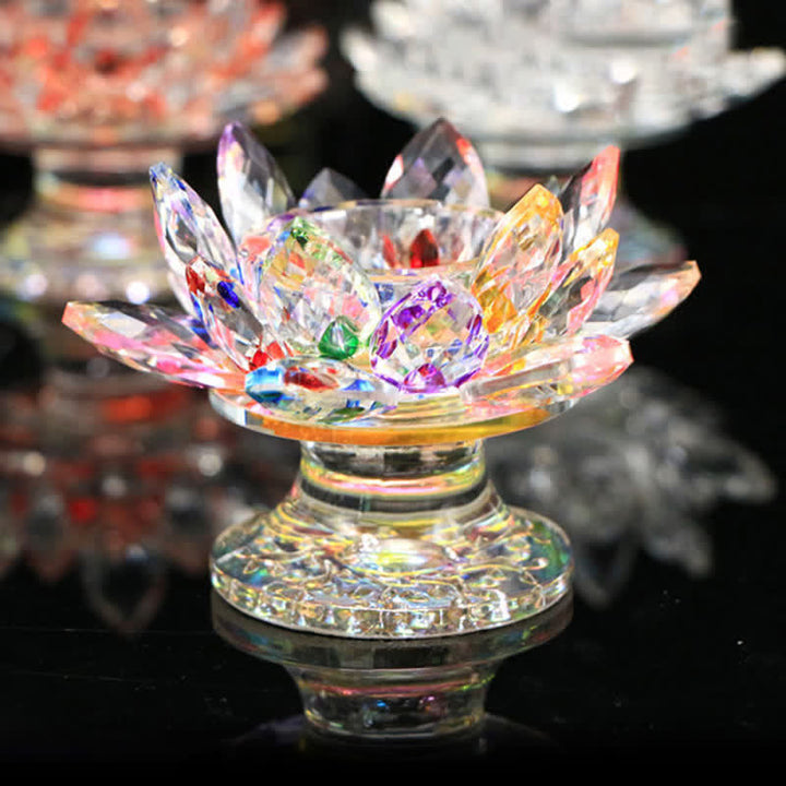 Portacandele in cristallo a forma di fiore di loto, decorazione per la casa e l'ufficio