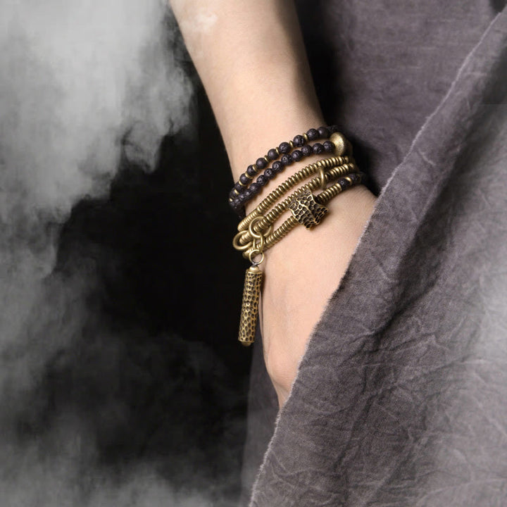 Bracciale multistrato in ottone e rame con Buddha Stones - image 1