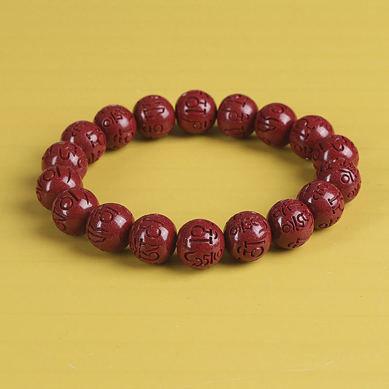 Braccialetto di perline Buddha Stones Natural Double PiXiu Cinnabar Om Mani Padme Hum Wealth Luck