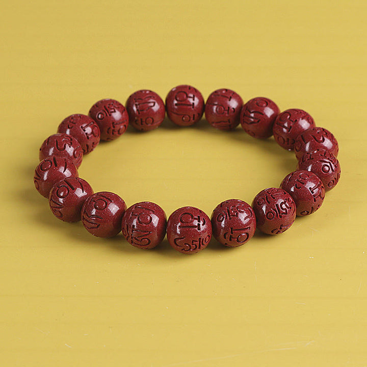 Braccialetto di perline Buddha Stones Natural Double PiXiu Cinnabar Om Mani Padme Hum Wealth Luck