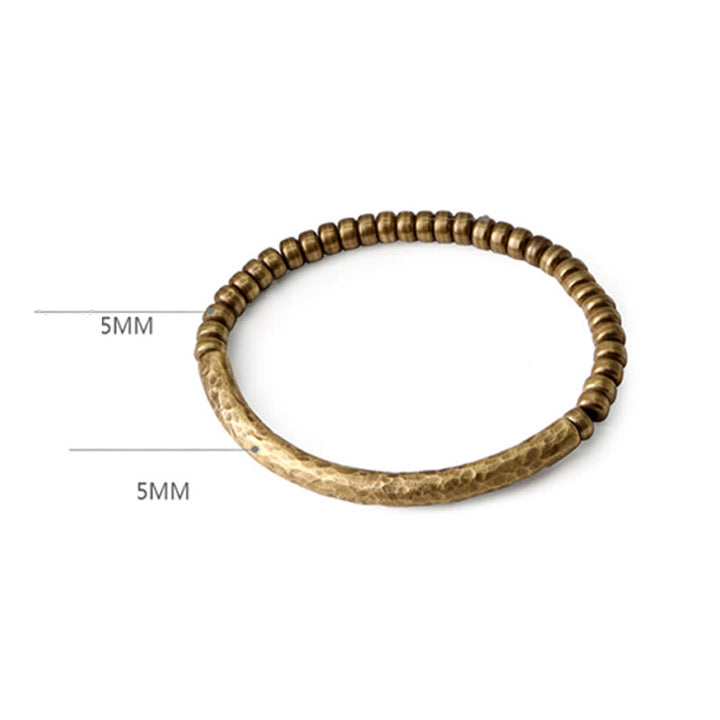 Braccialetto di perline di ottone e rame con design semplice Buddha Stones, fortuna e ricchezza