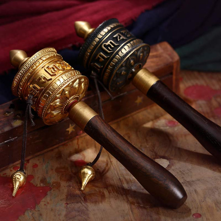 Ruota di preghiera tibetana Sei parole vere Decorazione di meditazione in rame