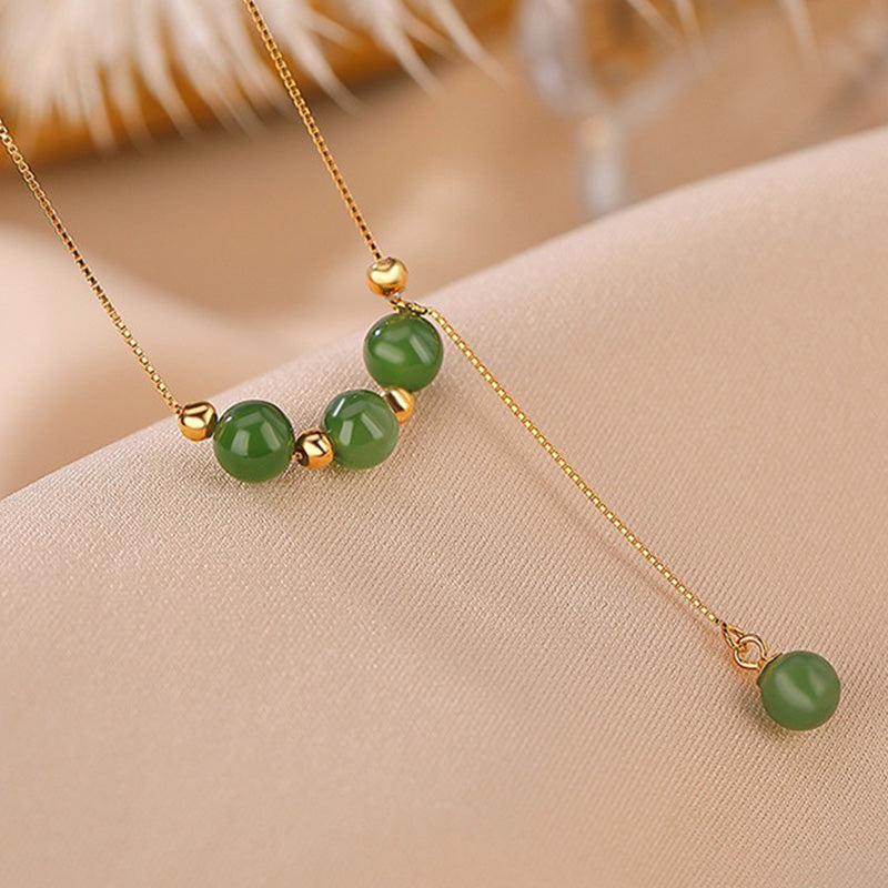 Collana con ciondolo curativo in argento sterling 925 con perle di giada ciano e Buddha Stones
