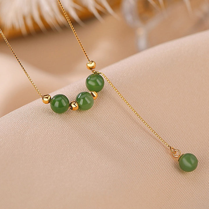 Collana con ciondolo curativo in argento sterling 925 con perle di giada ciano e Buddha Stones