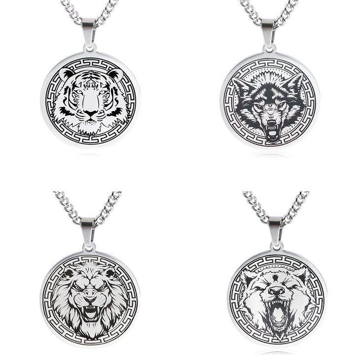 Collana con ciondolo di protezione in acciaio al titanio con Buddha Stones
