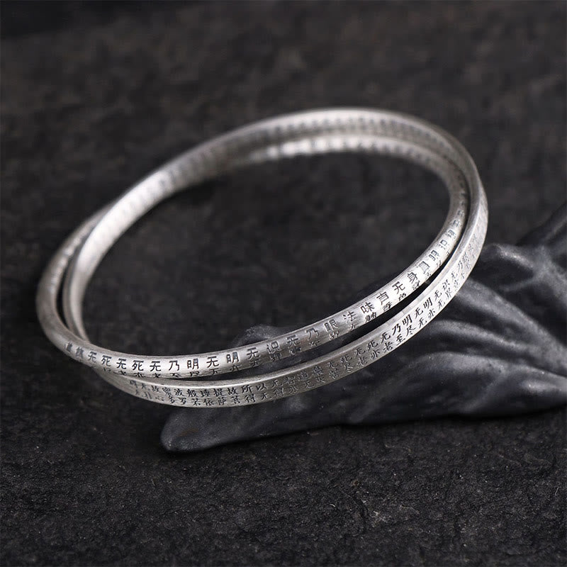 Braccialetto di protezione intagliato a forma di cuore in argento sterling 999 Buddha Stones - image 1