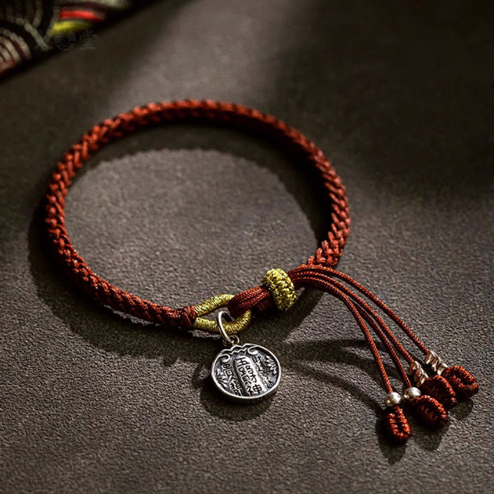 Braccialetto intrecciato in corda con cinque direzioni in argento sterling 925 fatto a mano con Buddha Stones, divinità della ricchezza, fortuna e protezione - image 1