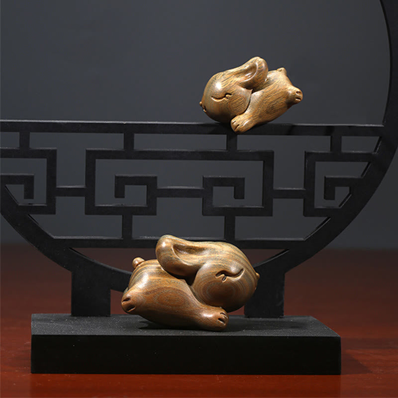 Buddha Stones Sandalo verde Piccolo Mini Coniglio carino Coniglietto Decorazioni di pace