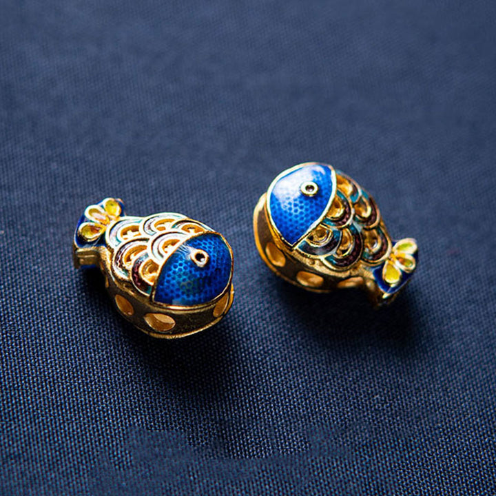 Braccialetto curativo con pesce in acquamarina naturale, lapislazzuli e lazurite Buddha Stones - image 7