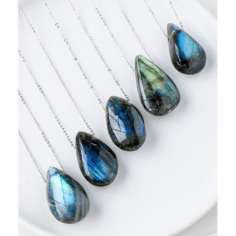 Collana con ciondolo di supporto e guarigione con goccia d'acqua in labradorite Buddha Stones - image 6