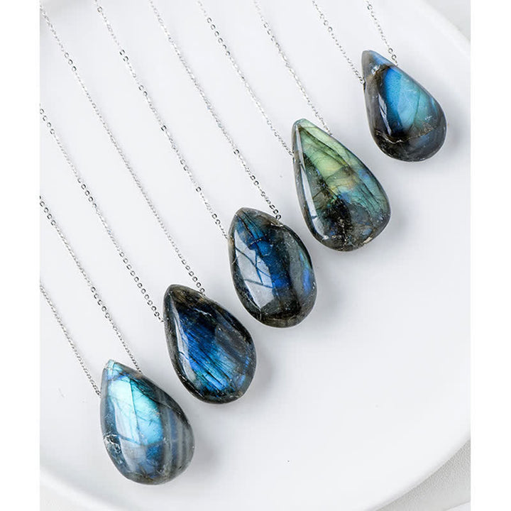 Collana con ciondolo di supporto e guarigione con goccia d'acqua in labradorite Buddha Stones - image 6